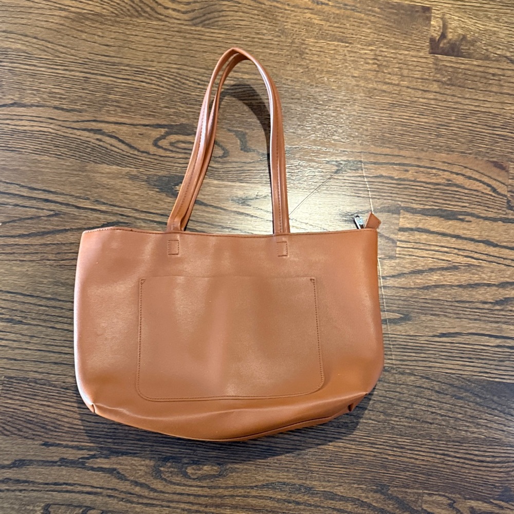 Vegan Leather Tan Tote Bag NWOT